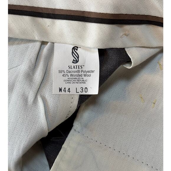 NEW Slates by Levi Strauss Vintage Gray Pleated Cuffed Dress Suit Pants 44x30 - Picture 8 of 9